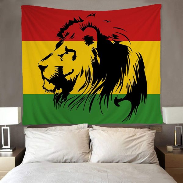 Tapestry Reggae Flag Lion Tapestry Hippie Art Wall Hanging Tablecloth - Image 2