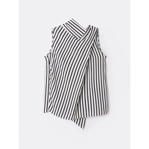 French Entry Lux Sleeveless Striped Shirt For Women - Image 6