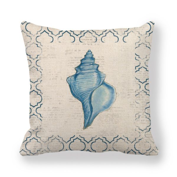 Blue Wind Sea Life Linen Pillowcase - Image 5