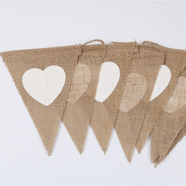 Wedding Decoration Linen Love Triangle Flag Party Supplies Peach Heart Linen Pull Flag Stage Background Flag - Image 4