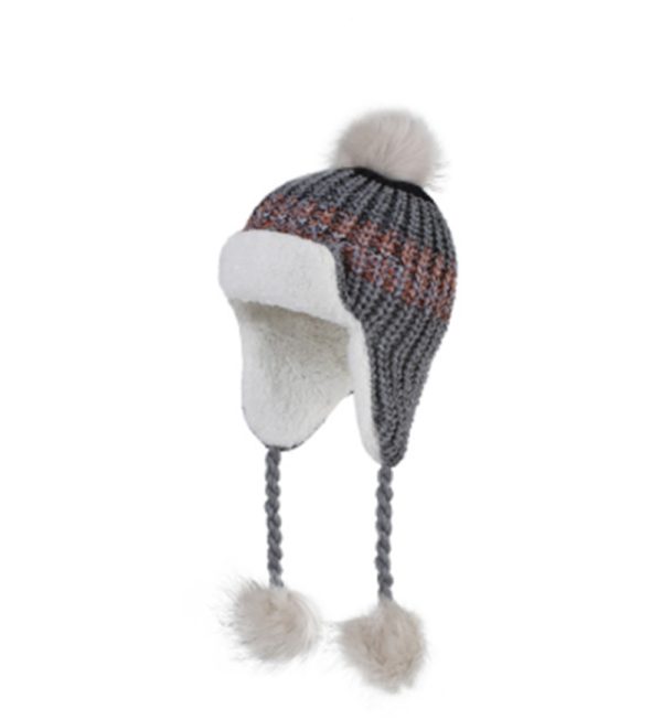 Lovely Baby Knitted Cap With Fluffy Ball Earmuffs