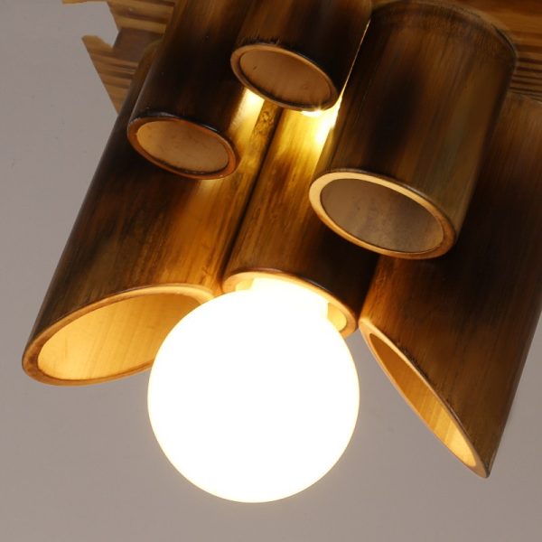 Wooden bamboo hemp rope ceiling lamp - Image 3