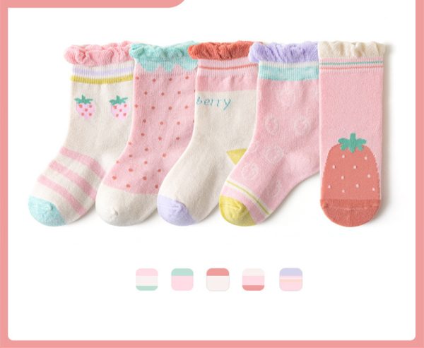 Boys And Girls Middle And Big Children's Socks Solid Color Cotton Students - Image 2