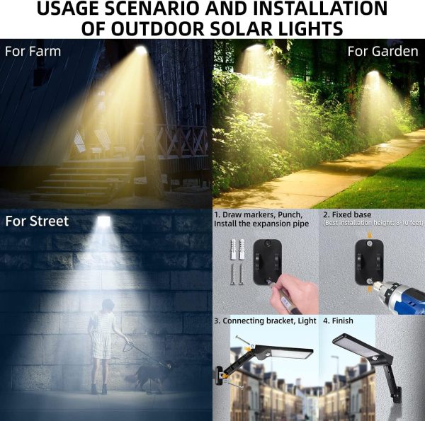 2 Pack Outdoor Solar Flood Lights Wireless 48 LED Waterproof Security Motion Sensor Light With 3 Modes - Image 3