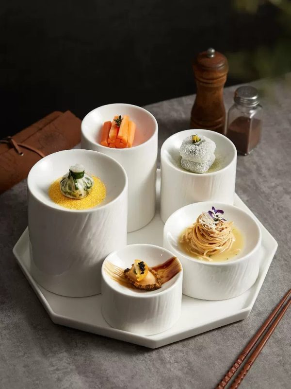 Cylindrical Plate Fusion Dish Restaurant Club Snack Dessert Bowl - Image 5