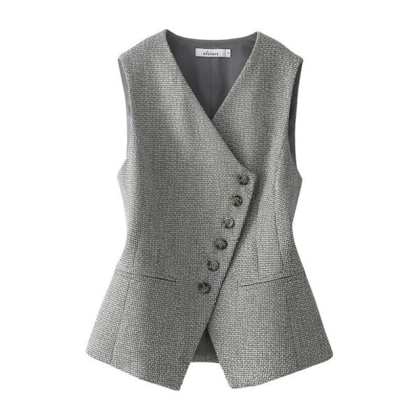 High-end Retro Black And White Pattern Vest Women's Short - Image 2