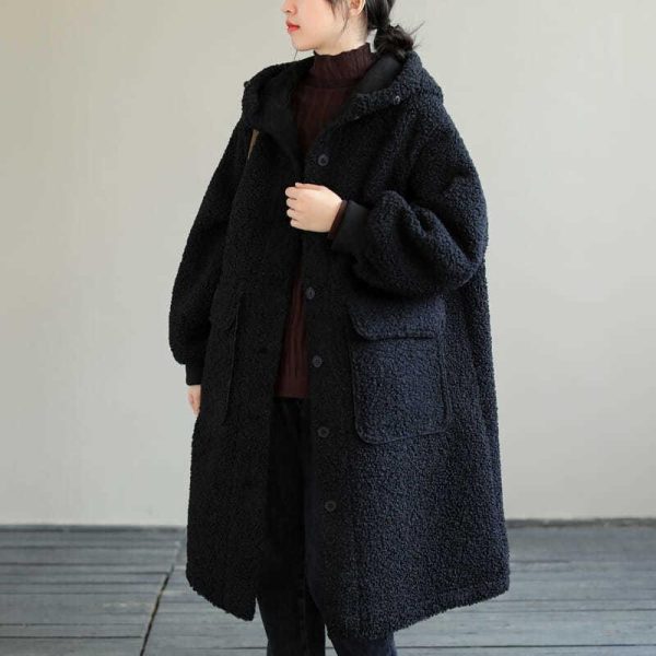 European And American Plus Size Loose Lamb Wool Younger Hoodie Padded Coat Women - Image 3