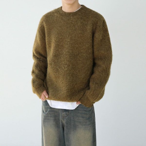 Lazy Round Neck Soft Wool Sweater - Image 2