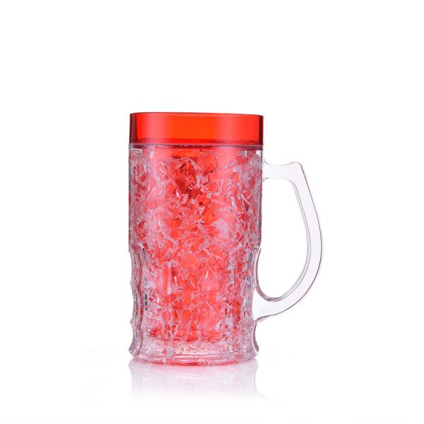 Household large capacity beer mug, summer double cold keep ice cup, simple cold kettle with handle, plastic environmentally friendly - Image 5