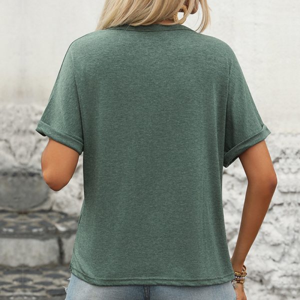 Women's Cardigan Button Pocket Short Sleeve - Image 4