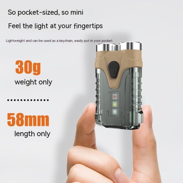 Portable Mini Keychain Light USB Rechargeable Flashlight Multi-light Source Mobile Emergency Lighting Lamp - Image 5