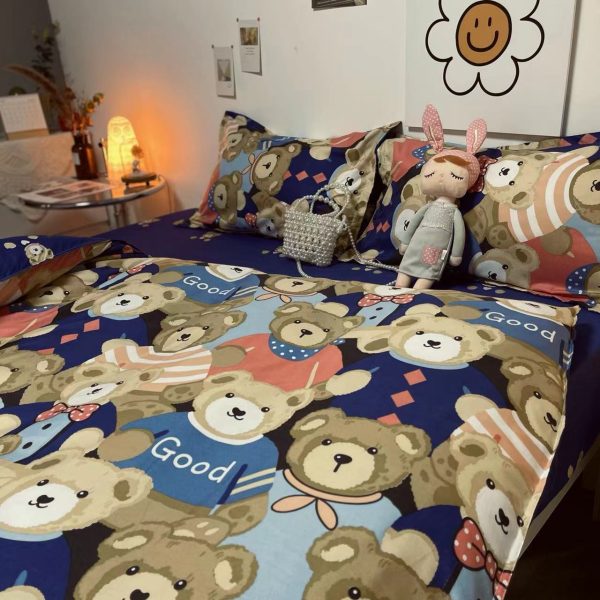 Cartoon Bear Four-piece Quilt Cover Sheet Bedding - Image 8