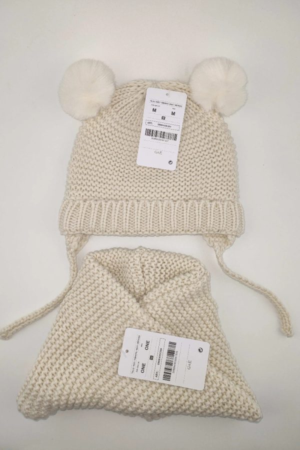 Fake Fur Ball Decorative Baby Knitted Wool Hat Knitted Scarf Two-piece Set - Image 7