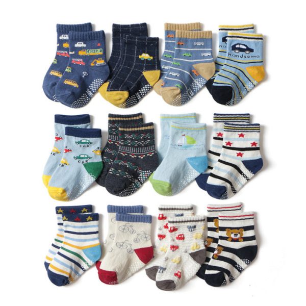 Children's Non-slip Polka Dot Cotton Floor Socks - Image 3