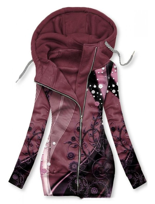 Floral Print Women's Zip Jacket - Image 6