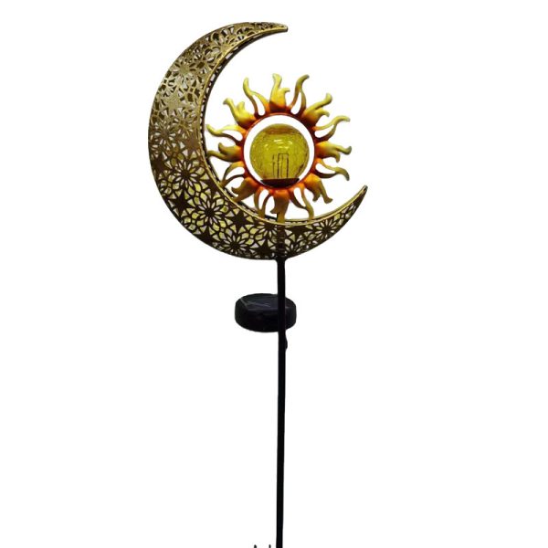 Solar Moon Sun Face Wind Chime Sun Moon Combination Iron Lamp Outdoor Hanging Lamp - Image 6