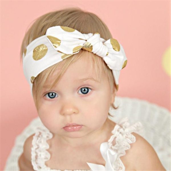 Baby Bronzing Polka Dot Bunny Ears Headband