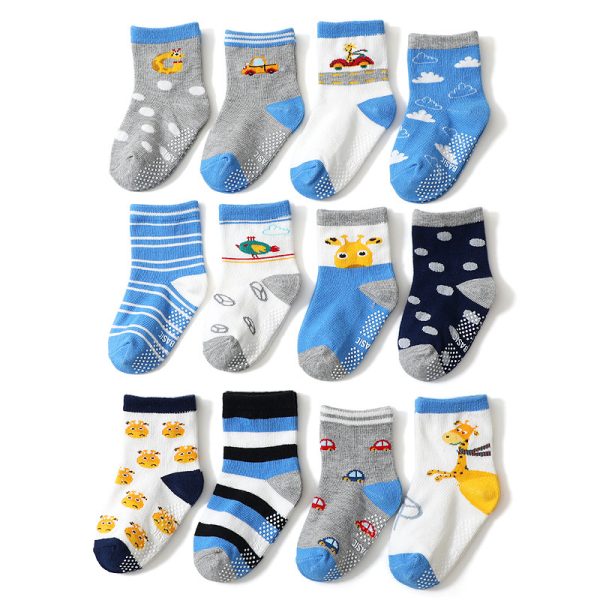 Children's Non-slip Polka Dot Cotton Floor Socks - Image 10