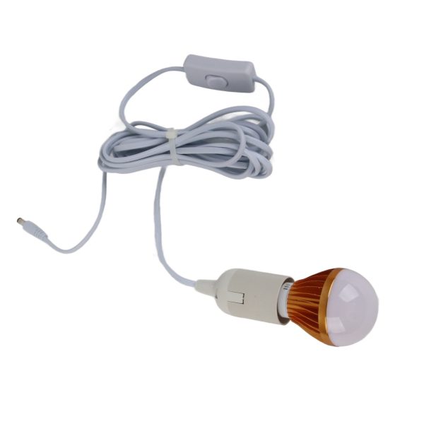 E27 Ball Bulb Spiral LED Solar White Light for Camping Tent 12V 5W with 3meter DC Line - Image 3