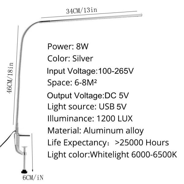 Bedside Reading Work Desk Lamp Clip - Image 3