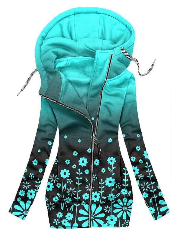 Floral Print Women's Zip Jacket - Image 5