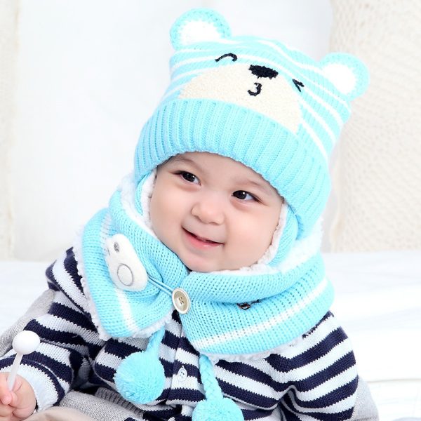 Cute Bear Ear Protection And Neck Wool Suit - Image 3