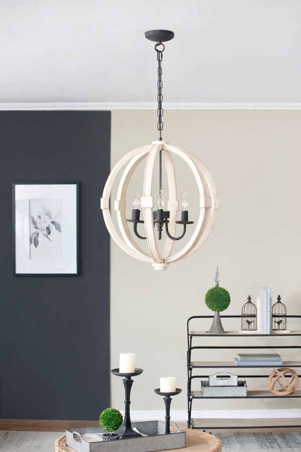 6 - Light Wood Chandelier With Adjustable Chain For Kitchen, Dining Hall Entrance, Bulb Not Included - Image 6