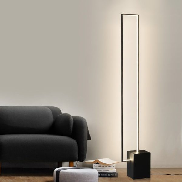 Minimalist Sand Black Floor Lamp Quadriboid Base Square Light Body - Image 5