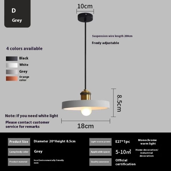 Simple Chandelier Dining Table Bar Lamp Bedroom Bedside Iron Droplight - Image 7