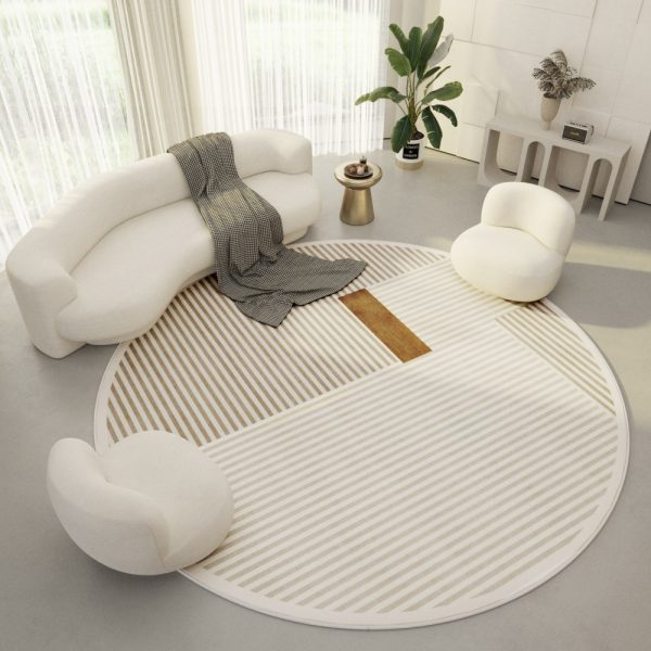 Round Living Room Carpet Ring Velvet Modern Simple Cream Color Porch Bedroom Bedside Blanket Non-slip Floor Mat - Image 6