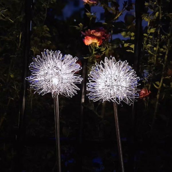 Aluminum Steel Dandelion Led Solar Model Ground Plugged Light Garden Lawn Lamp - Image 4