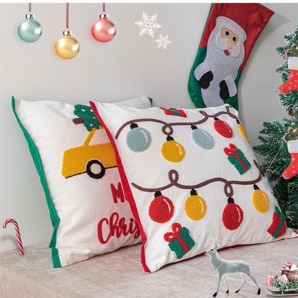 Christmas Embroidered Cotton Pillowcase - Image 4