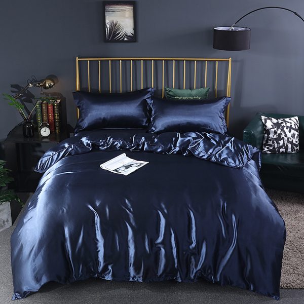 Summer Simple Pure Color Ice Silk Bed Linen Quilt Cover Bedding - Image 10