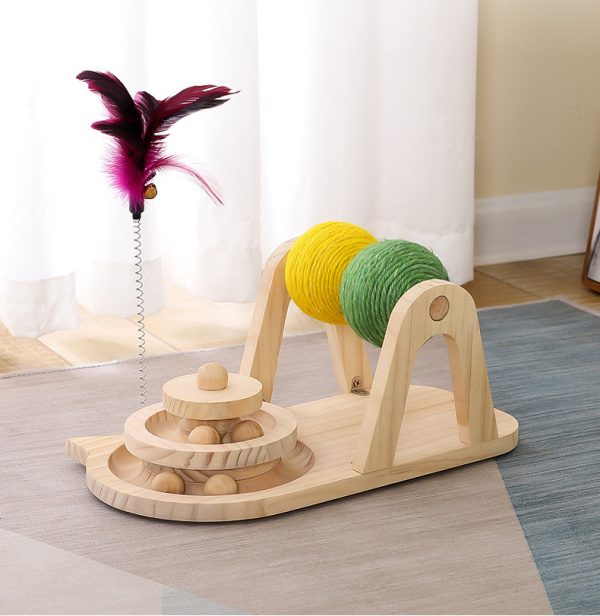 Creative Solid Wood Turntable Sisal Ball Cat Toy - Image 6