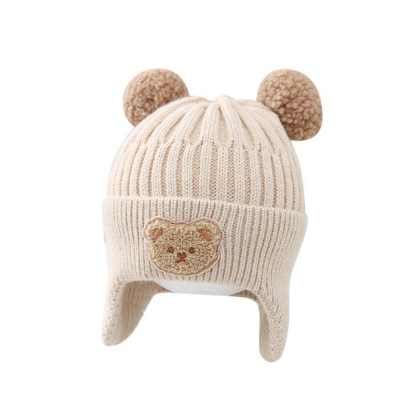 Baby Hat Warm Earflaps Cap Cute Bear Baby Knitted Woolen Cap - Image 4