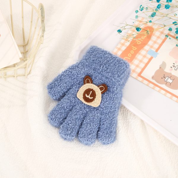 Children's Gloves Autumn And Winter New Warm Cold-proof Fleece Cute Cartoon Bear Five Fingers - Image 6