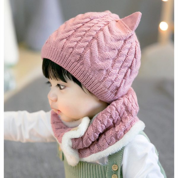 Twisted Woolen Hat Thickened Bib Set - Image 5