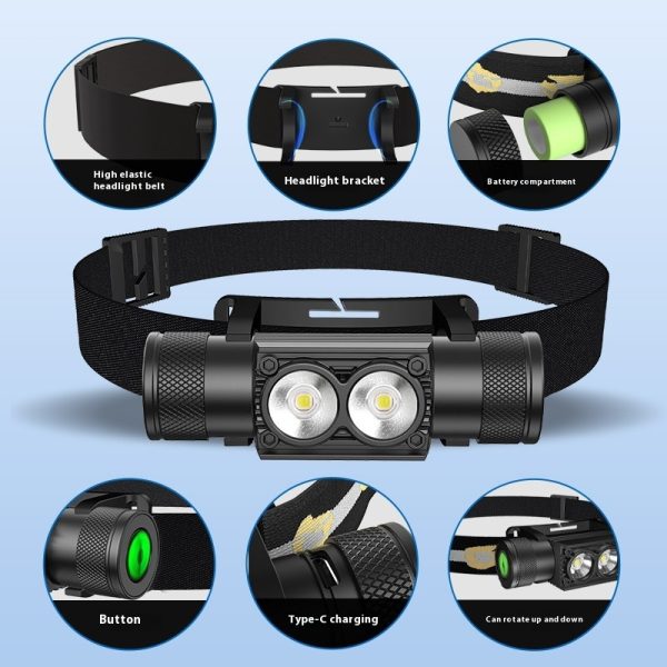 Aluminum Alloy Outdoor Strong Light Super Bright Lithium Battery Type Long Endurance Rechargeable LED Head Lamp