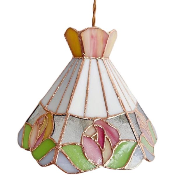 Tea Chestnut French Retro Rose Stained Glass Chandelier - Image 4