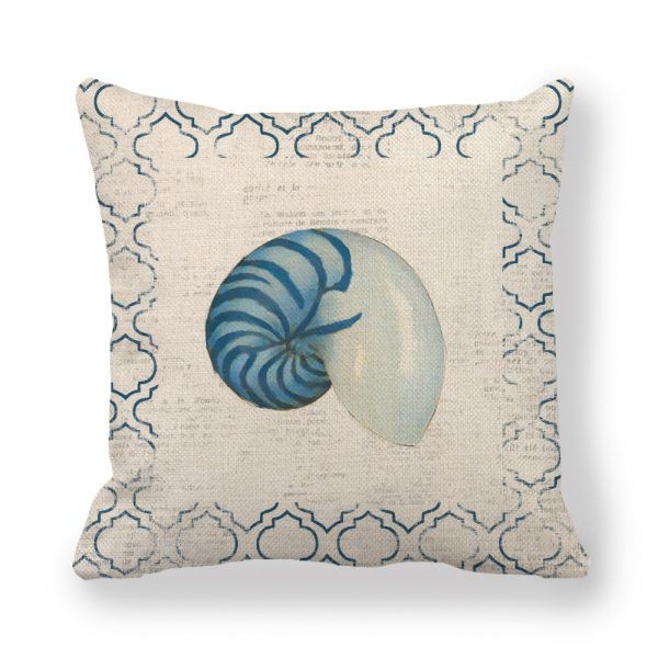 Blue Wind Sea Life Linen Pillowcase - Image 6