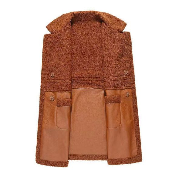 Women's Lambswool Haining Leather Coat - Image 5