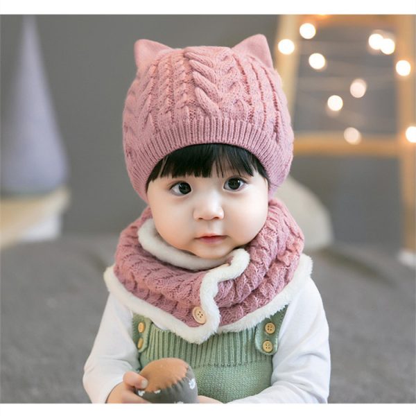 Twisted Woolen Hat Thickened Bib Set - Image 4