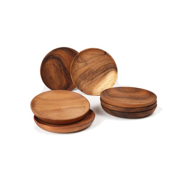 Walnut Japanese Round Tableware Wood Dish - Image 5