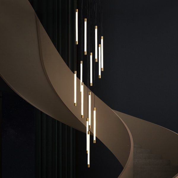 All Copper Duplex Staircase Long Chandelier - Image 3