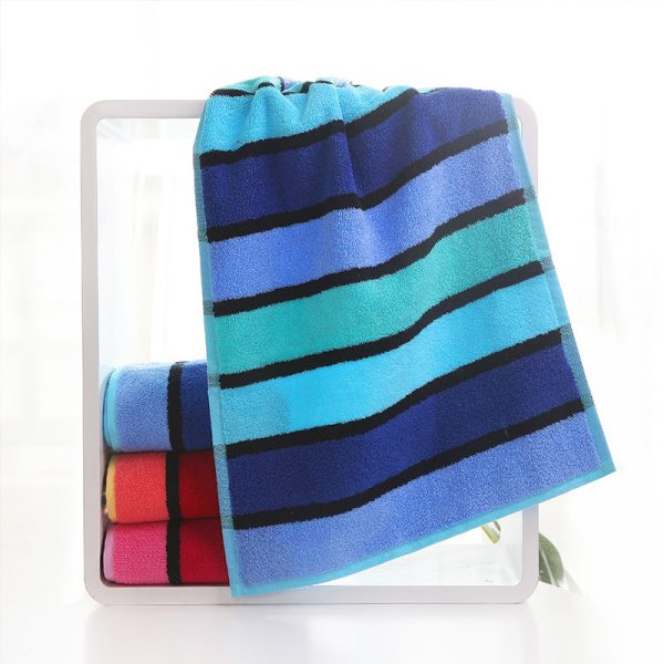 Thickened Color Striped Face Towel Absorbent Soft Cotton Couple Models - Image 2