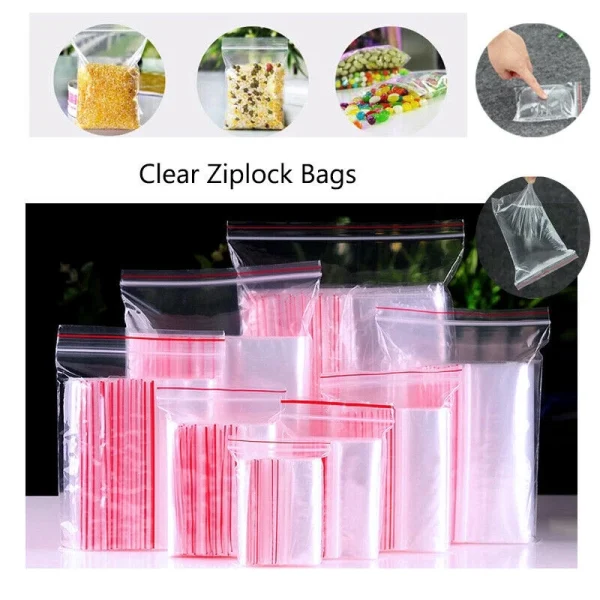 100pcs/pack Resealable Zip Lock Plastic Bags Transparent Zip Lock Bags Jewelry Candy Cookie Packaging Bag Plastic Poly Bags - Image 5