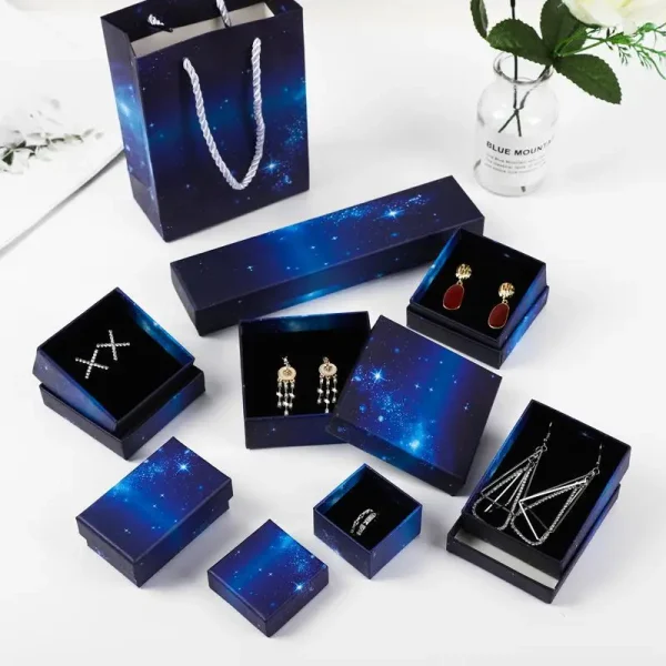 Blue Starry Sky Carton Jewelry Packaging Gift Box Ring Necklace Storage Gift Box Bracelet Box - Image 4