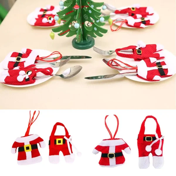 1/2/3 Set Chirstmas Tableware Holder Knife Fork Cutlery Set Skirt Pants New Year Cutlery Holder Christmas Decorations - Image 5