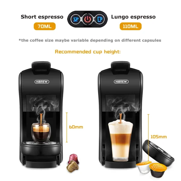 HiBREW Coffee Machine 19 Bar 4in1 Hot & Cold Multiple Capsule Espresso Cafetera Pod Coffee Maker Dolce Milk Nexpresso Powder H1A - Image 5