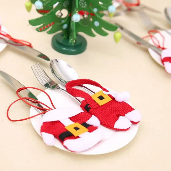 1/2/3 Set Chirstmas Tableware Holder Knife Fork Cutlery Set Skirt Pants New Year Cutlery Holder Christmas Decorations - Image 3